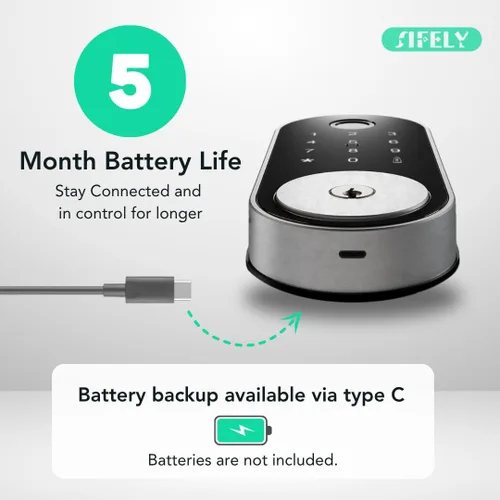 Miniatura 11 de Cerradura inteligente incorporada con huella dactilar y WiFi con teclado – Cerradura sin llave para el hogar, Airbnb, alquiler, niños/mayores