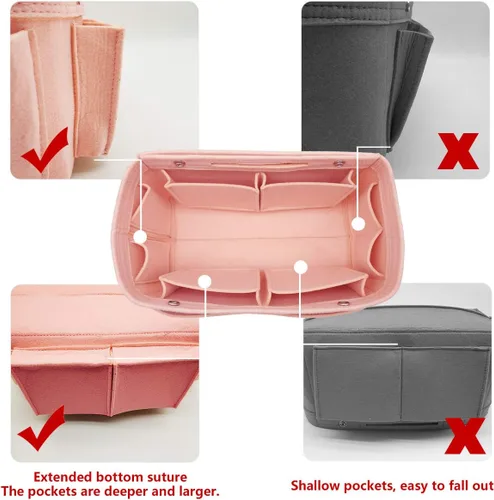 Miniatura 40 de LEXSION Organizador de fieltro para bolso – Bolsa de bolsillo múltiple en bolsa organizadora