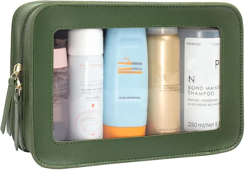 Miniatura 8 de Paquete de 2 bolsas de maquillaje transparentes para viaje, neceser aprobado por la TSA con cremallera, pequeñas bolsas de maquillaje para mujeres