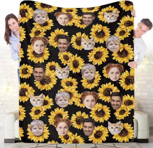 Miniatura 15 de Manta personalizada con 5 fotos y texto, manta con imágenes personalizadas, manta de forro polar divertida, ligera, súper suave, para sofá, cama