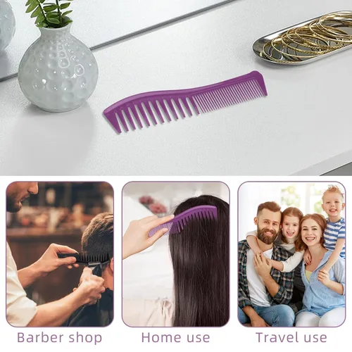 Miniatura 4 de 2 peines desenredantes para mujer, peine de plástico de 2 lados con dientes anchos y finos, peine multiusos para cabello fino, grueso, rizado