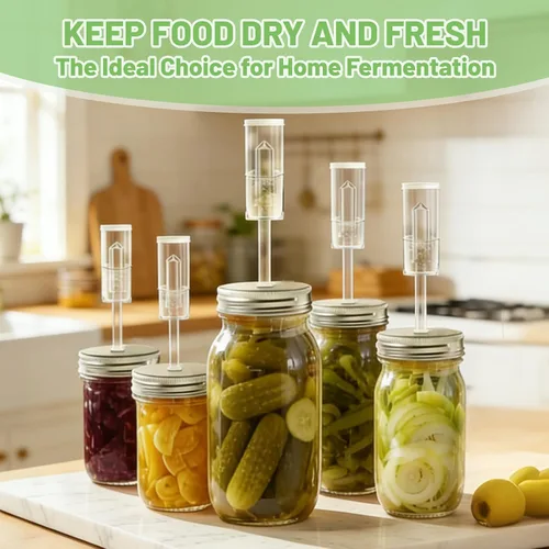 Miniatura 7 de Klemon Fermentation Kit for Wide Mouth Mason fermentation Jar,Pickle sauerkraut Kit,4 Fermentation Lids,4 Glass Fermentation Weights,1Wooden Brush