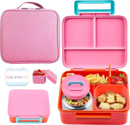 Miniatura 12 de Lonchera Bento para niños con termo, a prueba de fugas, con tarro de comida aislado de 8 onzas, bolsa de almuerzo, sin BPA, apta para lavavajillas
