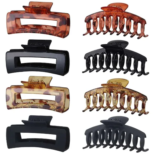 Miniatura 9 de laxizar Paquete de 8 pinzas rectangulares para el cabello para mujeres y niñas, clips de bandana grandes, pinzas de sujeción fuerte para el cabello
