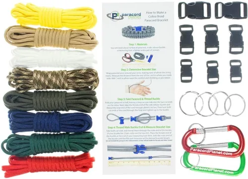 Miniatura 16 de Pulsera y kit de proyecto de paracaídas – 550 cuerdas de paracaídas, hebillas, mosquetones, llaveros