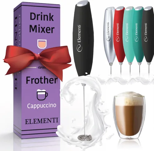 Elementi Mezclador de bebidas de mano - Agitador eléctrico y potente varita mezcladora de polvo de proteínas, mini varita espumadora fácil de usar