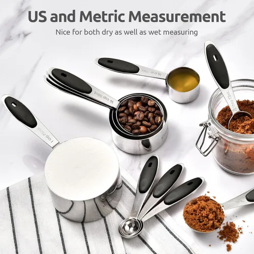 Miniatura 9 de U-Taste - Juego de tazas y cucharas medidoras: U-Taste 18/8 de acero inoxidable 18/8, 12 piezas apilables de metal, juego de medidas para cocina