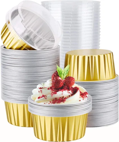 Miniatura 39 de EUSOAR Forros para cupcakes para hornear, 50 forros para magdalenas de 5 onzas, moldes de papel de aluminio desechables, recipientes de postre, 5