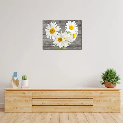 Miniatura 8 de TAOMI Arte de pared de margaritas con estampado de flores blancas para dormitorio, póster floral amarillo en escala de grises, imagen de grano
