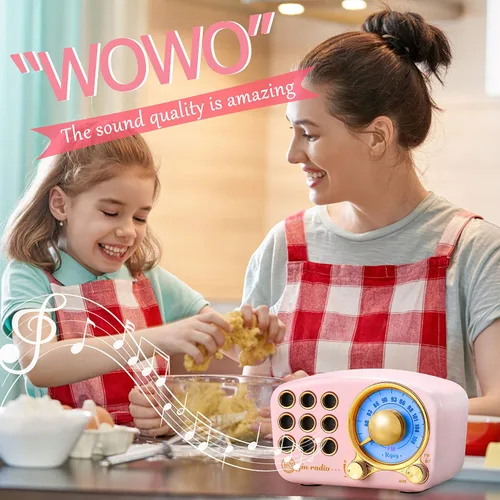 Miniatura 5 de Altavoz Bluetooth retro FM Radio vintage con volumen fuerte, fuerte mejora de graves, conexión inalámbrica Bluetooth 5.0, volumen fuerte, tarjeta TF