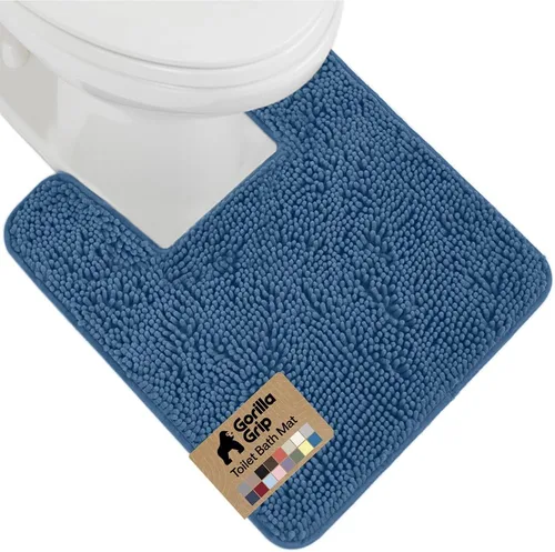 Miniatura 49 de Gorilla Grip - Tapete de baño afelpado, absorbente, peludo, de felpilla, para base de inodoro cuadrada, reverso de goma, suave, de microfibra, claro