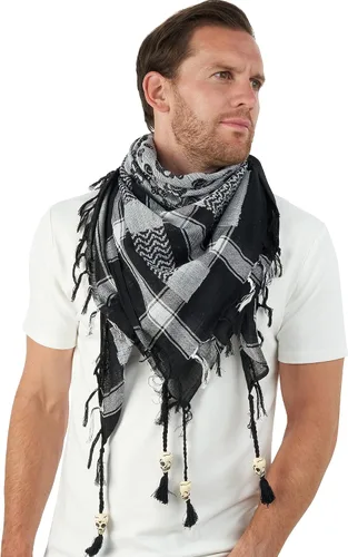 Miniatura 18 de LOVARZI Shemagh Cottons Arab Keffiyeh - Bufanda militar táctica para cabeza y cuello
