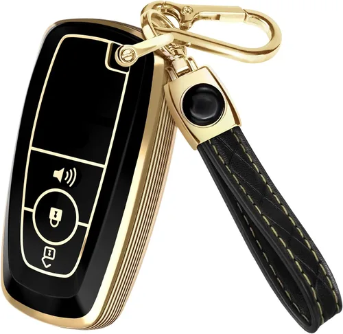 Lucrum Compatible con funda para llavero Ford y llavero de cuero, funda para llavero para F150, F250, F350, F450, Edge Explorer (2018-2025)
