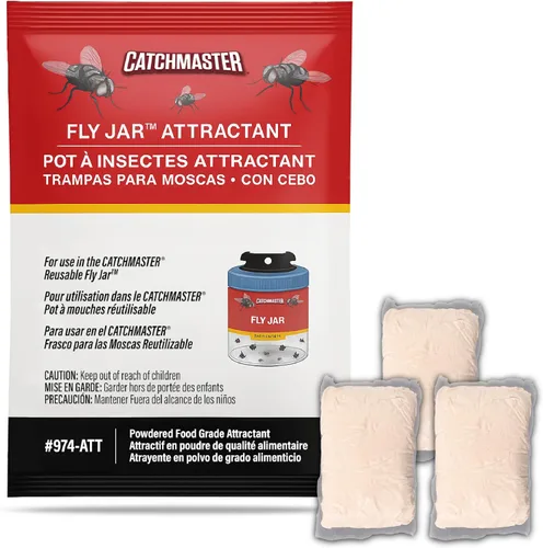 Miniatura 11 de Catchmaster - Trampa para moscas reutilizable para exteriores, 2 tarros azules colgantes con cebo Catches house, bottle & blowflies, Food-based
