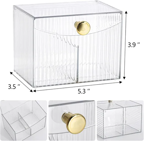 Miniatura 2 de Tbestmax Dispensador Portahisopo de 2 Secciones, Organizador Transparente de Baño de 2 Rejillas, Contenedor de Almacenamiento de Cosméticos