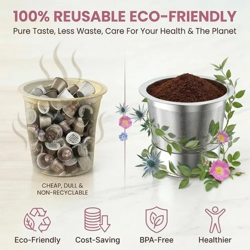 Miniatura 3 de Tazas reutilizables K Cup para Keurig, cápsulas de café reutilizables K Cup compatibles para cafeteras Keurig 1.0 y 2.0, tazas K de acero inoxidable