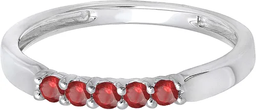 Miniatura 30 de Dazzlingrock Collection Anillo de boda redondo de 5 piedras preciosas o diamantes para mujer en oro macizo de 10 K/14 K/18 K
