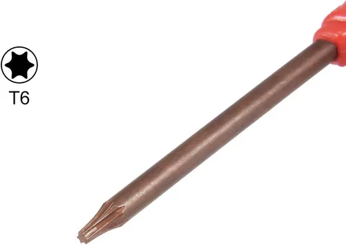 Miniatura 3 de uxcell Destornillador Torx, llave inglesa T6 S2 con mango de bandera de estrella, 10