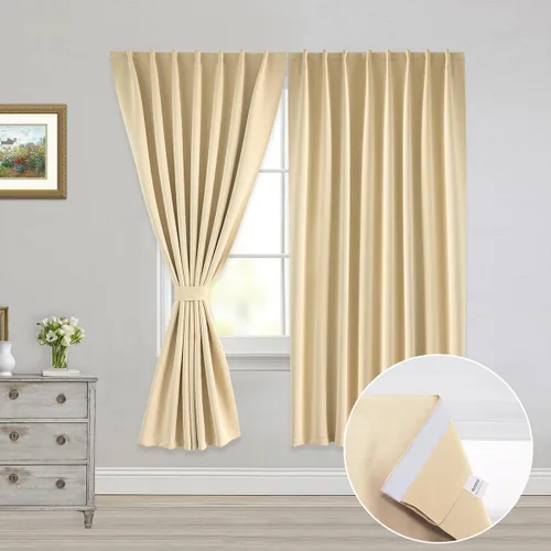Miniatura 32 de Muamar Cortinas opacas sin taladro, paneles de cortina para ventana fáciles de instalar, juego de 2 paneles de cortinas portátiles para dormitorio