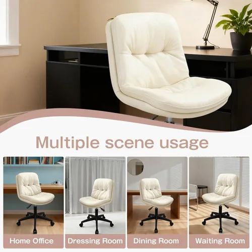 Miniatura 5 de Silla de oficina, silla de escritorio ergonómica con cojín acolchado y respaldo, altura ajustable y giro de 360°, silla de tareas sin brazos