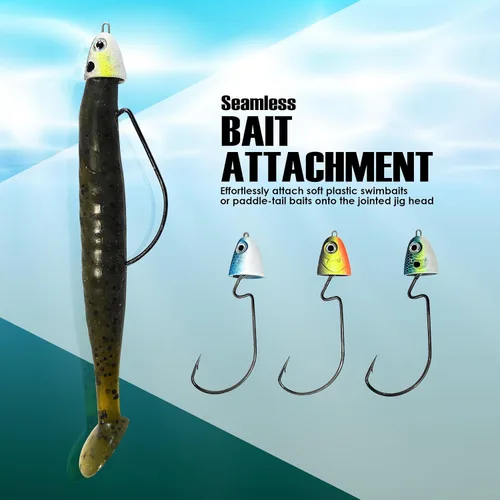 Miniatura 6 de Reaction Tackle Swimbait Swing Jig Head - Bass Fishing Lure, Ideal Bait for Saltwater Fishing and Freshwater, Weighted Weedless Hooks