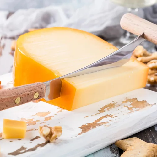 Miniatura 3 de Gayo Azul Rueda de queso Gouda suave – cera roja, 9-10 libras (aproximadamente)