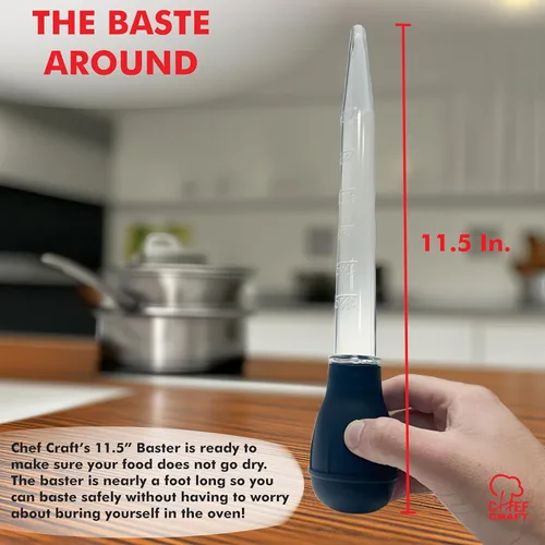 Miniatura 4 de Chef Craft Baster clásico con tubo transparente, 11.5 pulgadas de largo, negro