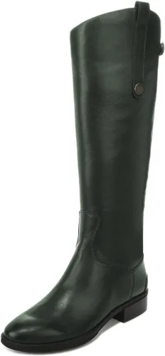 Miniatura 7 de YDN Botas planas elegantes hasta la rodilla para mujer, puntera cerrada, cremalleras traseras, tacones bajos, botas de equitación, zapatos
