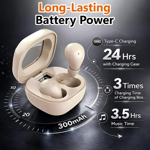 Miniatura 6 de Auriculares invisibles pequeños inalámbricos para el trabajo, auriculares ocultos de perfil bajo para dormir con pantalla LED, sonido estéreo