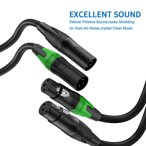 Miniatura 17 de LanSenSu 1 micrófono divisor XLR Y macho a 2 hembras, XLR hembra de 3 pines a doble XLR macho Y-Splitter Cables de audio de micrófono equilibrado