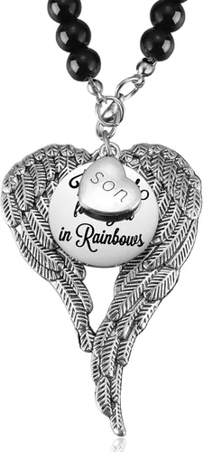Miniatura 9 de Collar conmemorativo de alas de ángel, regalos conmemorativos para la pérdida de mamá/papá/abuela/abuelo/hijo/hija, adorno conmemorativo para espejo