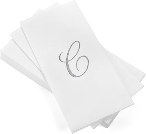 Miniatura 38 de AH AMERICAN HOMESTEAD Servilletas desechables – Servilletas doradas con monograma para invitados, servilletas acolchadas como tela para baño