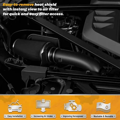 Miniatura 3 de Kit de admisión de aire frío de 4 pulgadas con filtro y tubo de entrada recubierto de polvo compatible con GMC Chevy 99-06 1999 2000 2001 2002 2003
