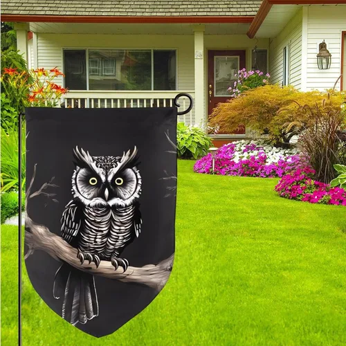 Miniatura 2 de Garden Flags 12x18 Inch Outside Winter Garden Flag Vertical Double Sided small Decorative Flag Late Night Owl Garden Yard Flag Outdoor Flag for all