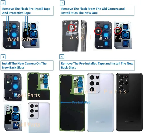 Galaxy S21 Ultra - Carcasa de repuesto para Samsung Galaxy S21U S21 Ultra 5G SM-G998B G998U G998U1 G998U1 G998W con piezas de lente de cámara y