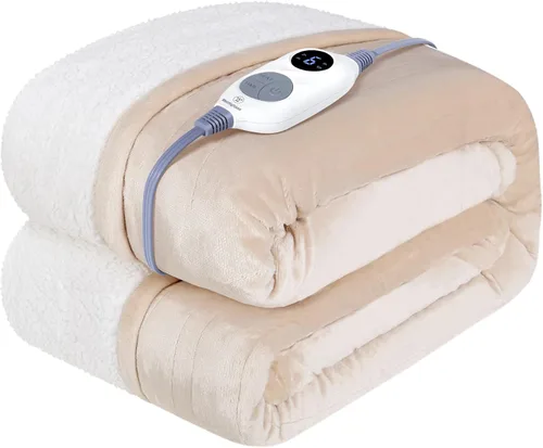Westinghouse - Manta eléctrica con calefacción, suave manta de franela a sherpa con 6 niveles de calefacción, configuración de tiempo de 2-10 horas,