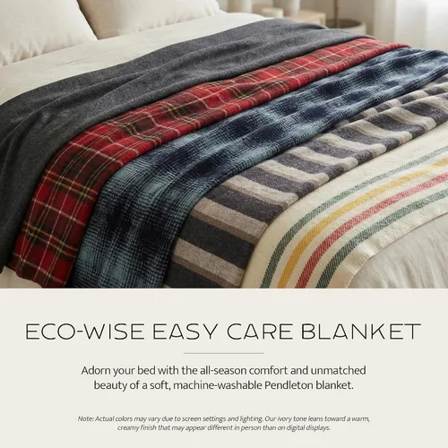 Miniatura 2 de Pendleton Eco-Wise - Manta de lana de fácil cuidado, tamaño King, 108 x 96 pulgadas, 100% lana con ribete de puntada, para todas las estaciones