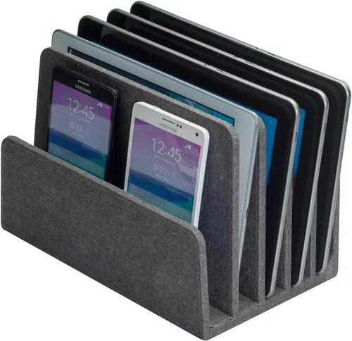 Miniatura 11 de MobileVision Organizador de dispositivos de bambú para teléfonos inteligentes, tabletas y portátiles, 10 ranuras