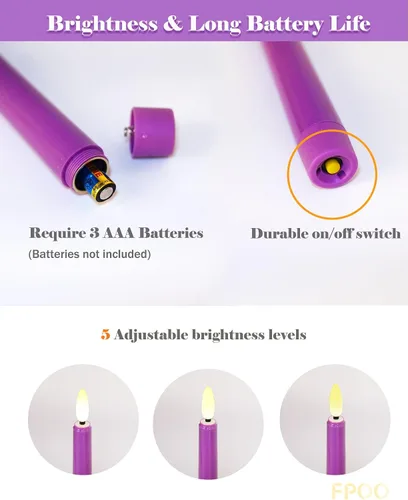 Miniatura 5 de FPOO Velas de Adviento sin llama con portavelas de madera, velas de Adviento que funcionan con baterías, 3 candeleros LED morados y 1 rosa