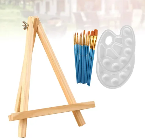 Miniatura 5 de SUPVOX 1 juego de 13 piezas de pintura acrílica para artistas, incluye 10 pinceles de pintura acrílica, 2 paletas y 1 mini caballete de mesa