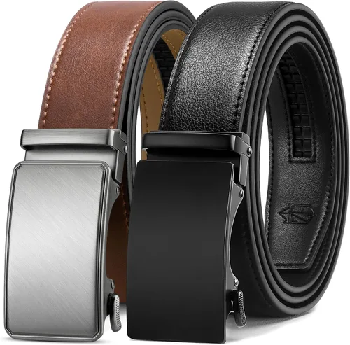 Miniatura 21 de Zitahli - 2 paquetes de cinturón de trinquete de cuero para hombre, cinturón de regalo para hombre, para vestir y casual, ajuste para adaptarse