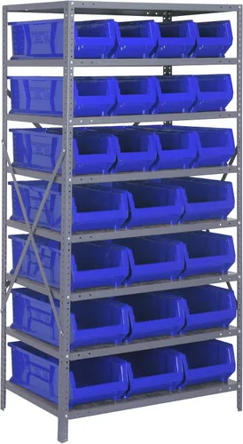 Miniatura 175 de Quantum QSBU-245BK Heavy Duty Shelving Unit with (7) Shelves and (24) QUS245 Black Bins for Garage Warehouse Storage Distribution 400 lb Load