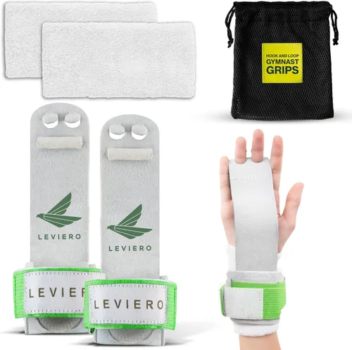 Miniatura 9 de Juego de agarres de gimnasia para niñas de gimnasia, agarres con cuero suave, correas de velcro y agujeros ajustables para los dedos, para todas
