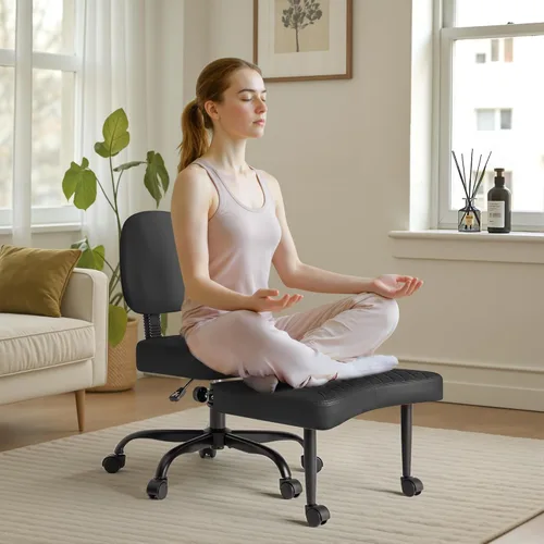 Miniatura 9 de Furmax Silla de oficina ergonómica con patas cruzadas con ruedas, silla de escritorio giratoria de 360° con altura ajustable y reposapiés para TDAH
