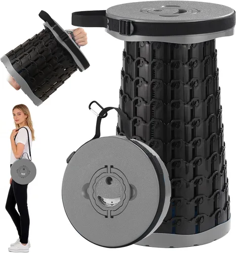 Miniatura 11 de Spisces Taburete plegable mejorado, capacidad resistente de 800 libras y ligero, 2.6 libras, taburete plegable retráctil portátil de 18 pulgadas