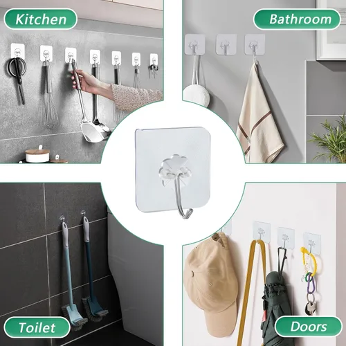 Miniatura 5 de Ganchos adhesivos para colgar en la pared, gancho autoadhesivo de alta resistencia de 22 libras (máximo), resistente al agua, se utiliza