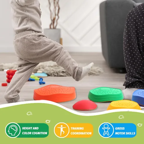 Miniatura 3 de Escalones de equilibrio para niños pequeños Carrera de obstáculos – 5 juguetes duraderos para exteriores, piedras sensoriales para mejorar la Arcoír