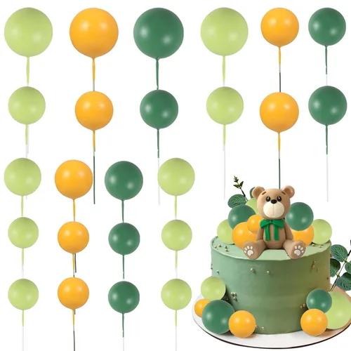 Miniatura 21 de Gyufise 30 Piezas Bolas Topper para Pastel DIY Insertables para Pastel Palillos de Bolas para Pastel Topper para Cupcakes para Fiesta de Cumpleaños