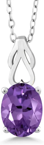 Miniatura 133 de Gem Stone King Collar de plata de ley 925 con piedra natal ovalada de 0.354 x 0.276 in Collar con colgante solitario para mujer Con cadena