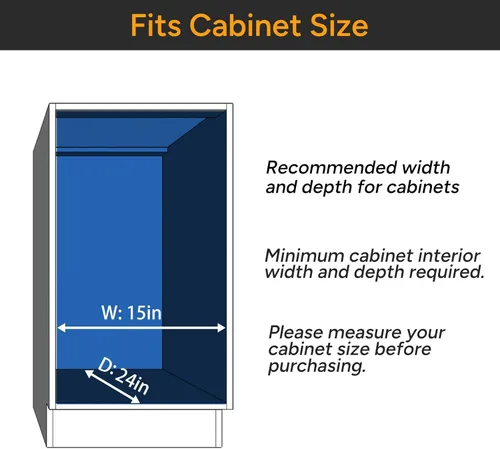 Miniatura 5 de ROOMTEC Organizador de gabinete extraíble (14 pulgadas de ancho x 21 pulgadas de profundidad), estantes deslizantes resistentes, cajones extraíbles